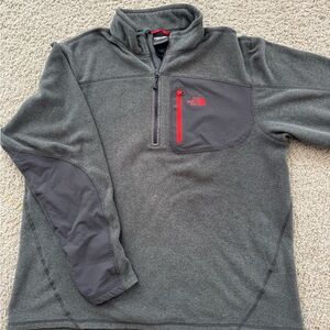 The North Face Men's Gray and Red Performance Fleece Quarter Zip Jacket